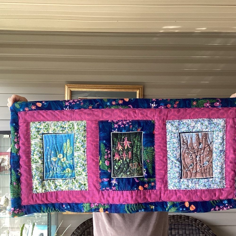 NWT Hand Crafted Alaskan Wildflowers Wall Hanging or Runner